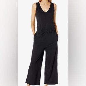 Daily Ritual Pima Cotton & Modal Interlock Sleeveless Wide-Leg Jumpsuit- Size M